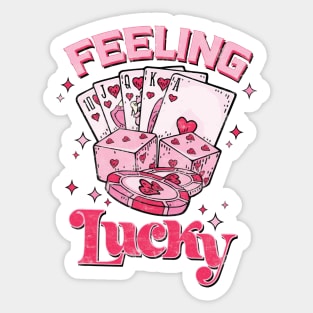 Feeling Lucky t-shirt, Valentine Pocket shirt, Valentine shirt, Vintage Valentine's Day retro, Trendy Valentine's Day Sticker